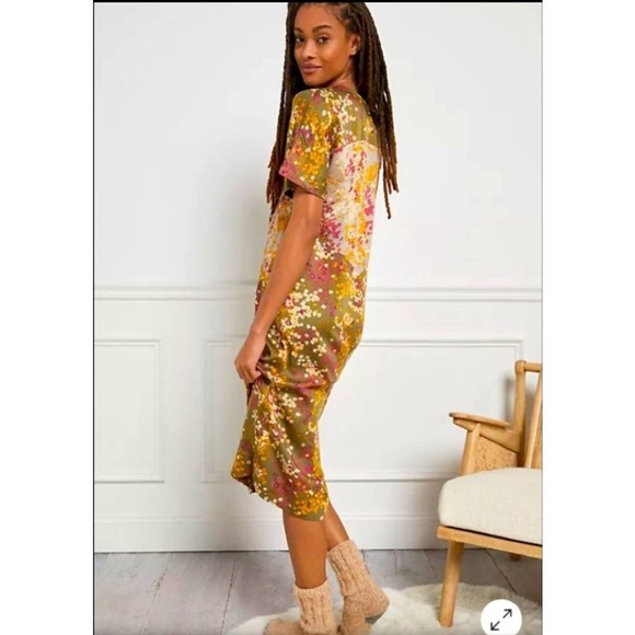 Anthropologie Tiny Shoreline Floral Midi Dress Sz M - Picture 2 of 8